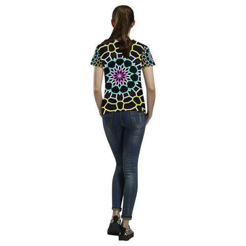 Live Line Mandala All Over Print T-Shirt for Women (USA Size) (Model T40)