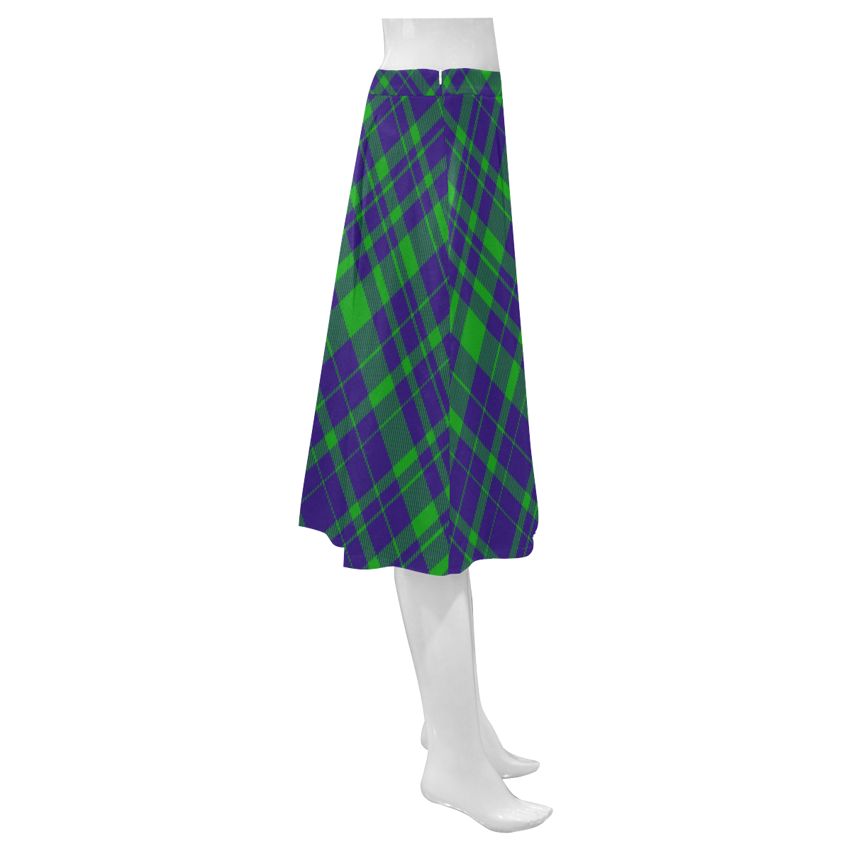 Diagonal Green & Purple Plaid Hipster Style Mnemosyne Women's Crepe Skirt (Model D16)