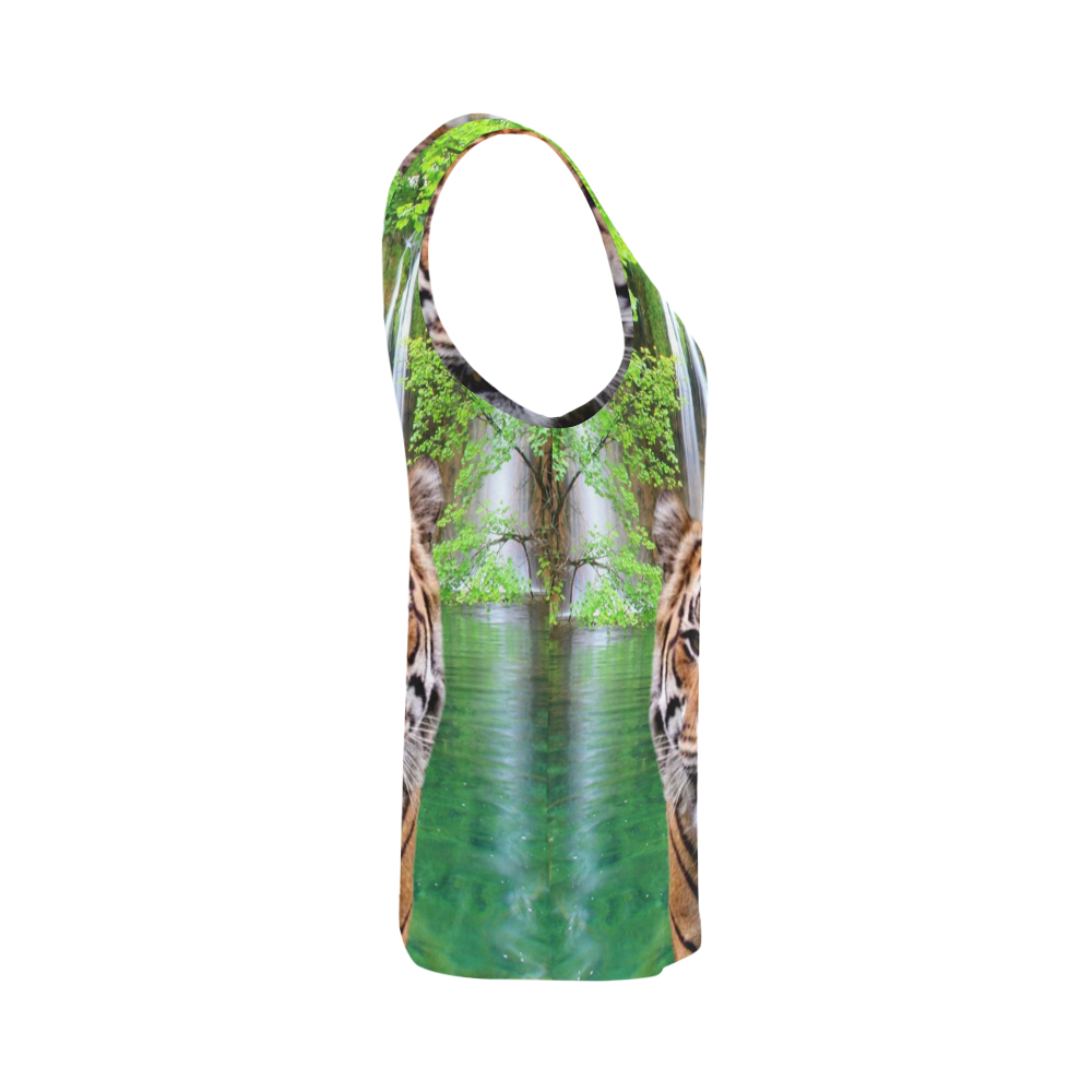 Tiger and Waterfall All Over Print Tank Top for Women (Model T43)