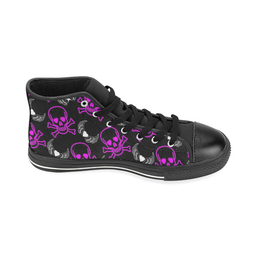 Kids Purple Skull High Top Canvas Shoes for Kid (Model 017)