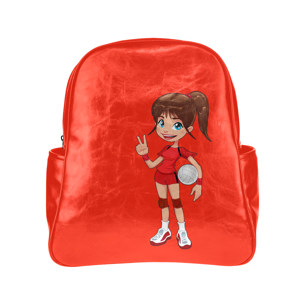 Socc girl red Multi-Pockets Backpack (Model 1636)
