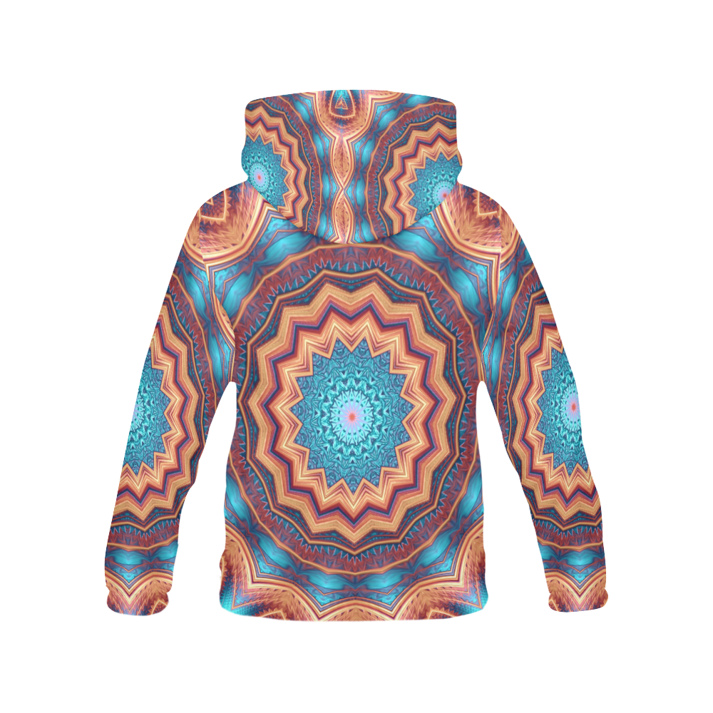 Blue Feather Mandala All Over Print Hoodie for Women (USA Size) (Model H13)