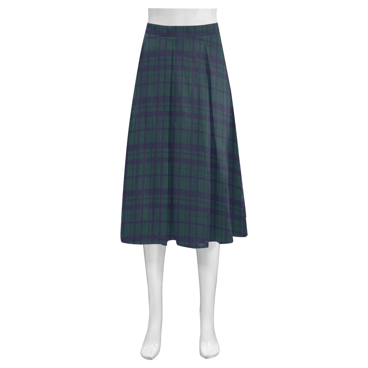 Green Plaid Rock Style Mnemosyne Women's Crepe Skirt (Model D16)
