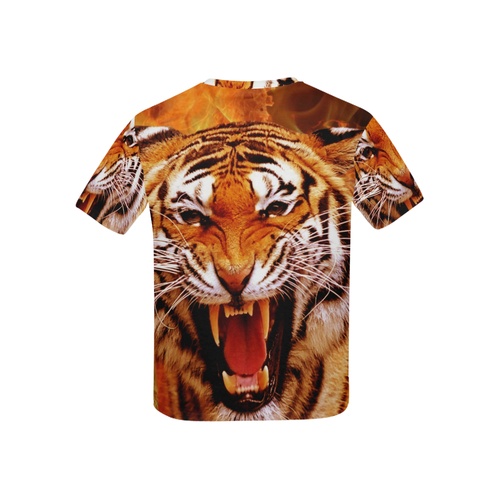 Tiger and Flame Kids' All Over Print T-shirt (USA Size) (Model T40)