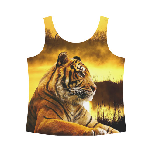 Tiger and Sunset All Over Print Tank Top for Women (Model T43)