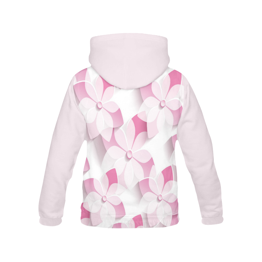 Pink White Violet And Rose Flowers All Over Print Hoodie for Women (USA Size) (Model H13)