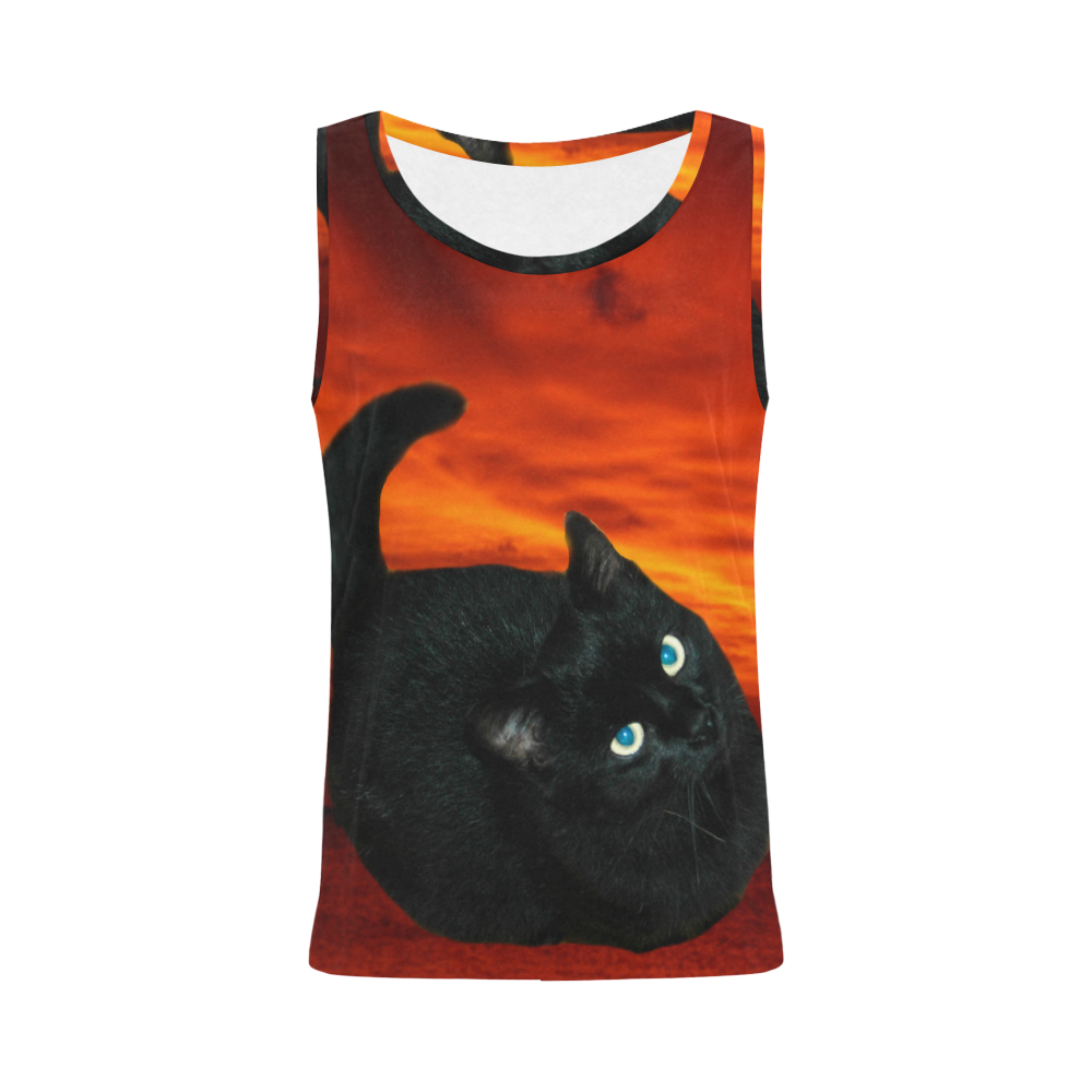Cat and Red Sky All Over Print Tank Top for Women (Model T43)