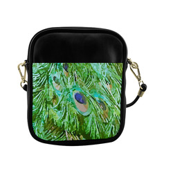 Watercolor Peacock Feathers Sling Bag (Model 1627)