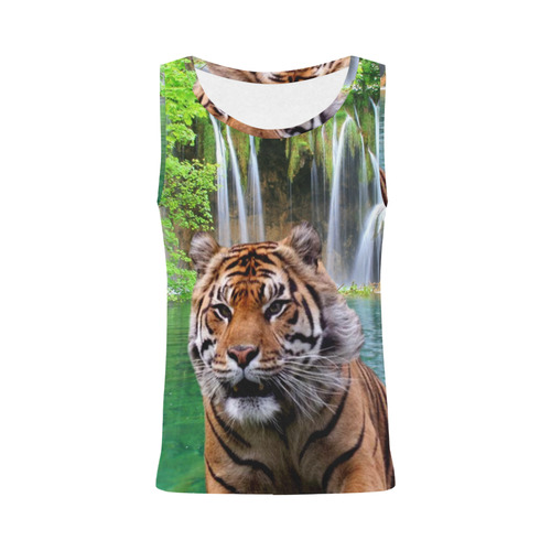 Tiger and Waterfall All Over Print Tank Top for Women (Model T43)
