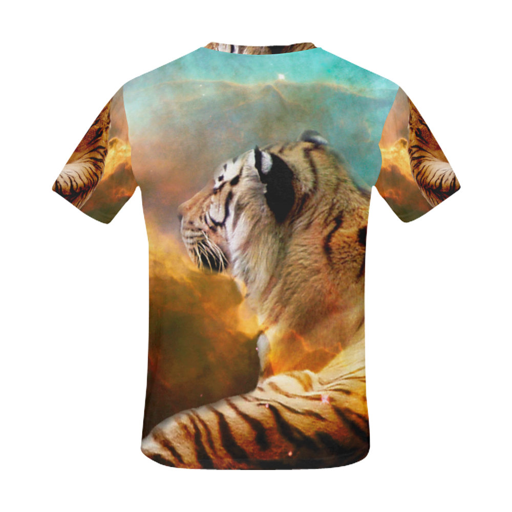 Tiger and Nebula All Over Print T-Shirt for Men (USA Size) (Model T40)