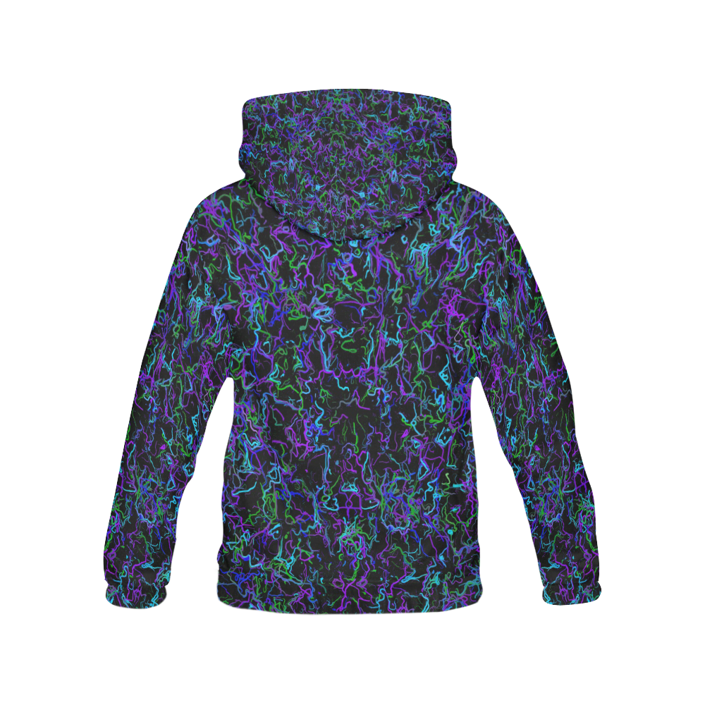 Purple, Blue, Green and Black All Over Print Hoodie for Women (USA Size) (Model H13)