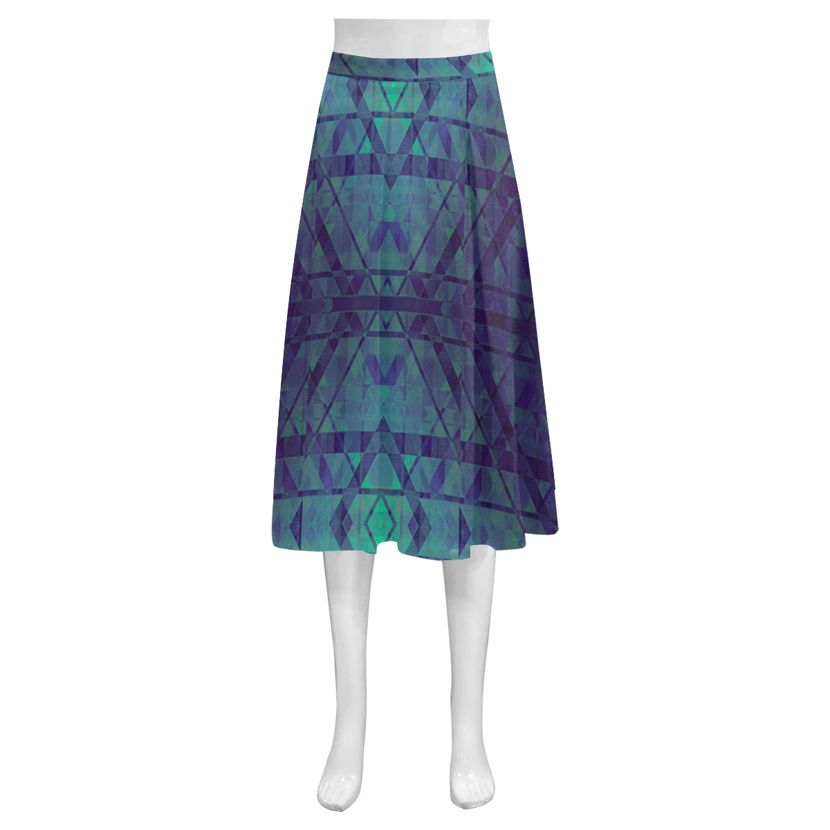 Sci-Fi Dream Blue Geometric design Mnemosyne Women's Crepe Skirt (Model D16)
