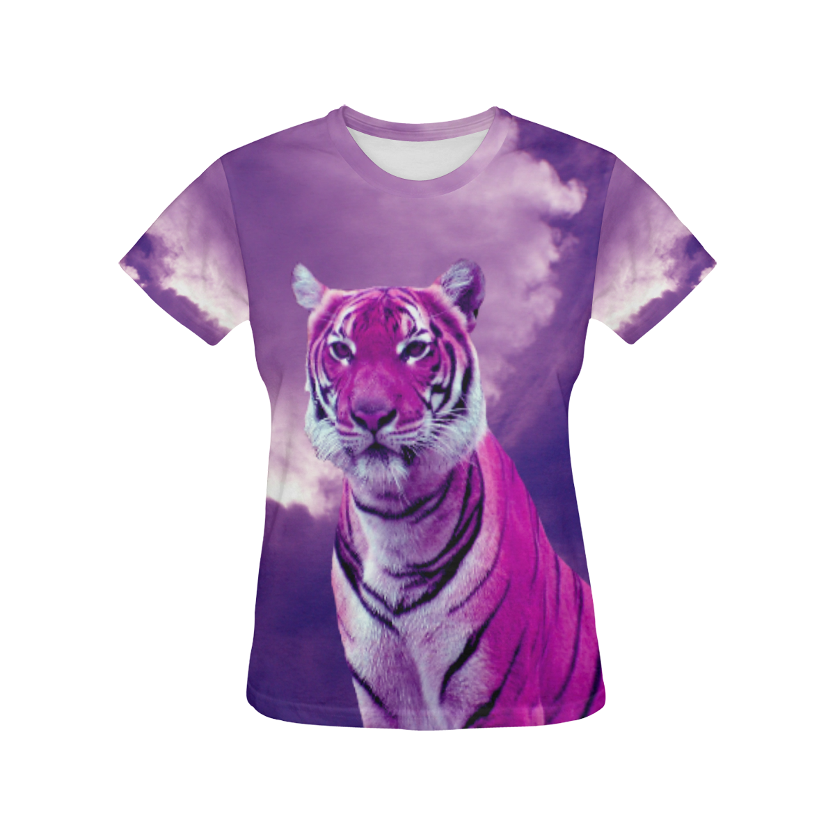 Purple Tiger All Over Print T-Shirt for Women (USA Size) (Model T40)