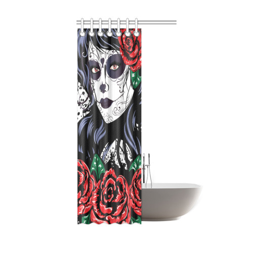 Sugar Skull Day of the Dead Floral Shower Curtain 36"x72"