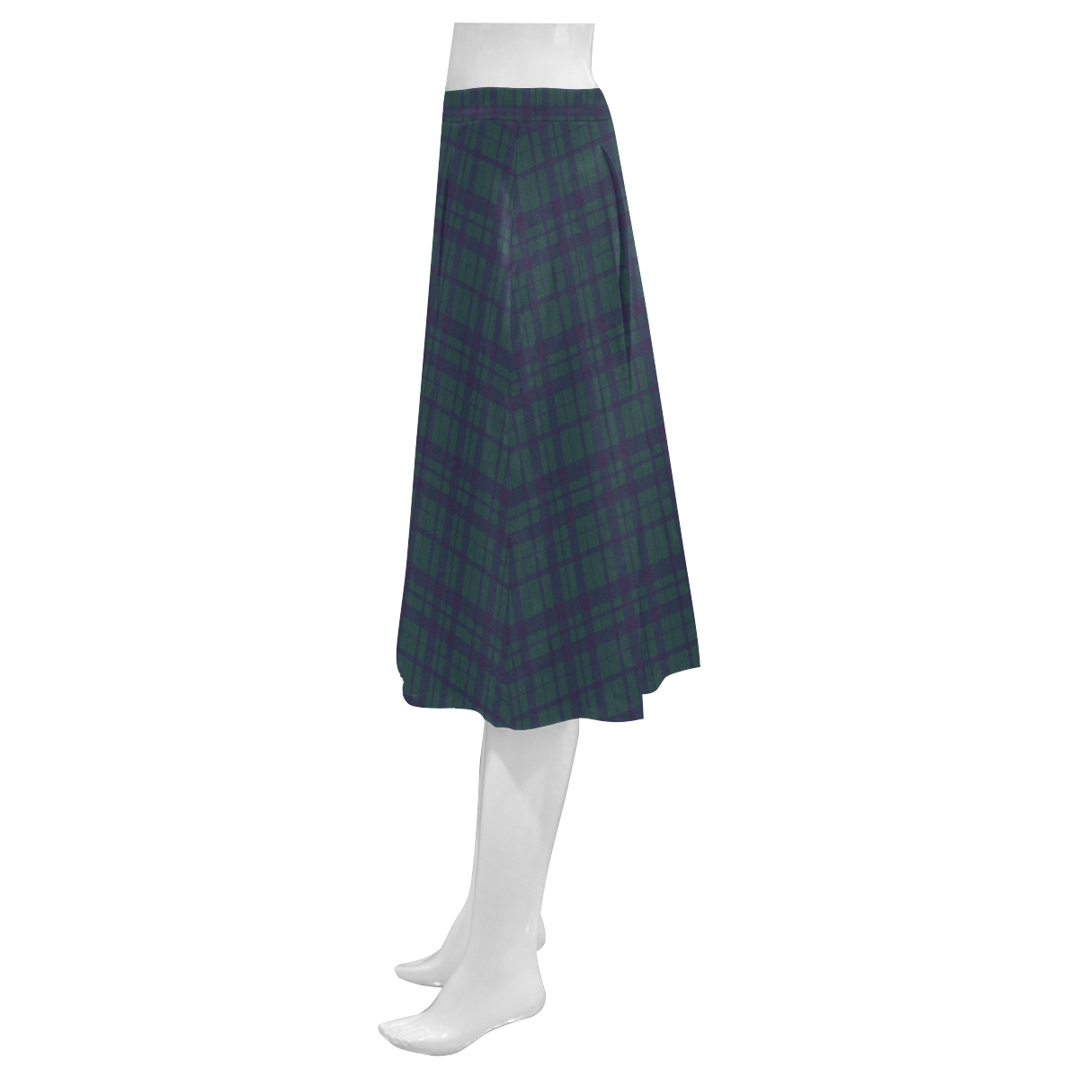 Green Plaid Rock Style Mnemosyne Women's Crepe Skirt (Model D16)