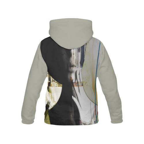 Black Burnt All Over Print Hoodie for Women (USA Size) (Model H13)