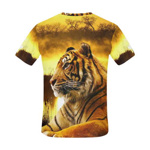 Tiger and Sunset All Over Print T-Shirt for Men (USA Size) (Model T40)