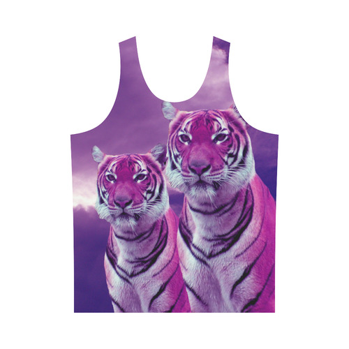 Purple Tigers All Over Print Tank Top for Men (Model T43)