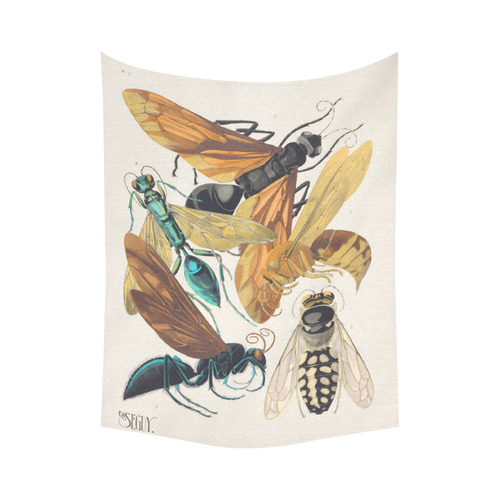 Eugène Séguy Art Deco Insects 13b Cotton Linen Wall Tapestry 60"x 80"