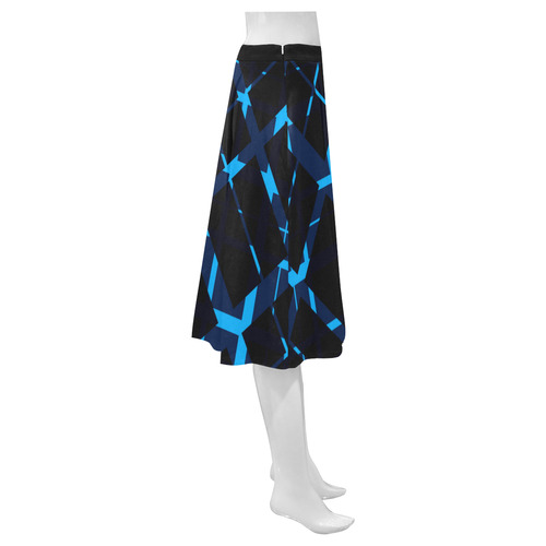 Diagonal Blue & Black Modern  Style Mnemosyne Women's Crepe Skirt (Model D16)