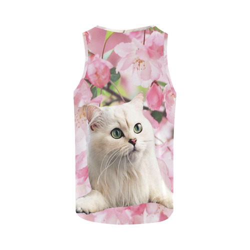 Cat and Flowers All Over Print Tank Top for Women (Model T43)