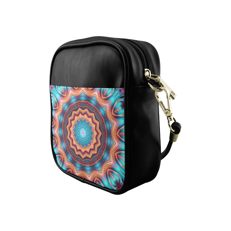 Blue Feather Mandala Sling Bag (Model 1627)