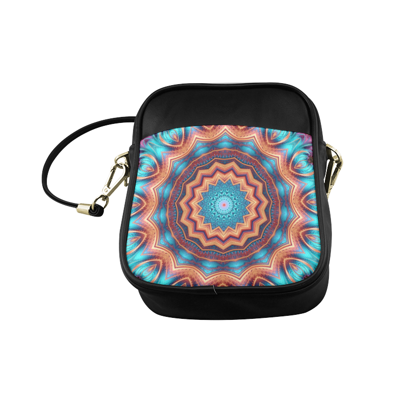 Blue Feather Mandala Sling Bag (Model 1627)