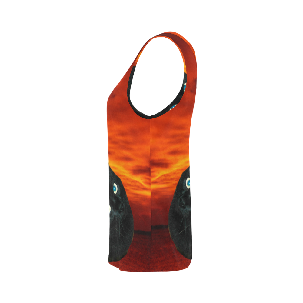 Cat and Red Sky All Over Print Tank Top for Women (Model T43)