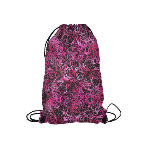 Hot Pink and Black Electric Lines Small Drawstring Bag Model 1604 (Twin Sides) 11"(W) * 17.7"(H)