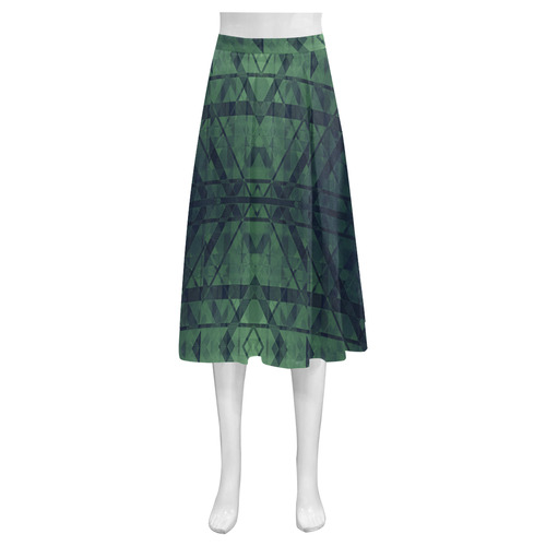 Sci-Fi Green Monster  Geometric design Mnemosyne Women's Crepe Skirt (Model D16)