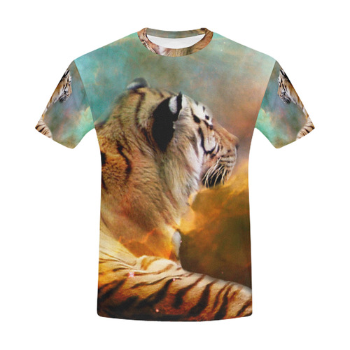 Tiger and Nebula All Over Print T-Shirt for Men (USA Size) (Model T40)