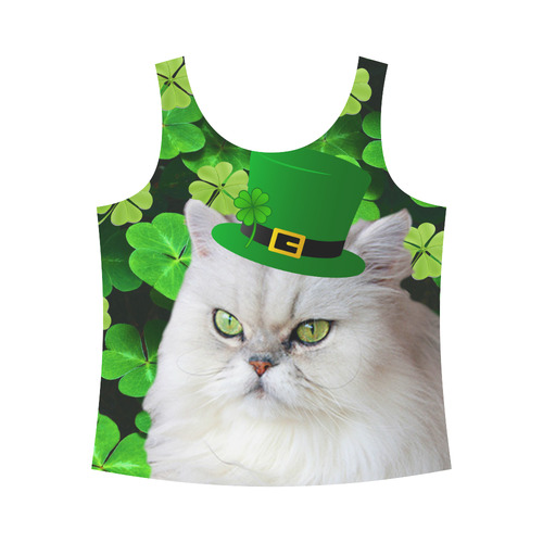 St. Patrick's Irish Cat All Over Print Tank Top for Women (Model T43)
