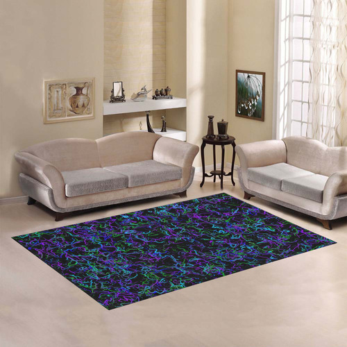 Purple, Blue, Green and Black Area Rug7'x5'