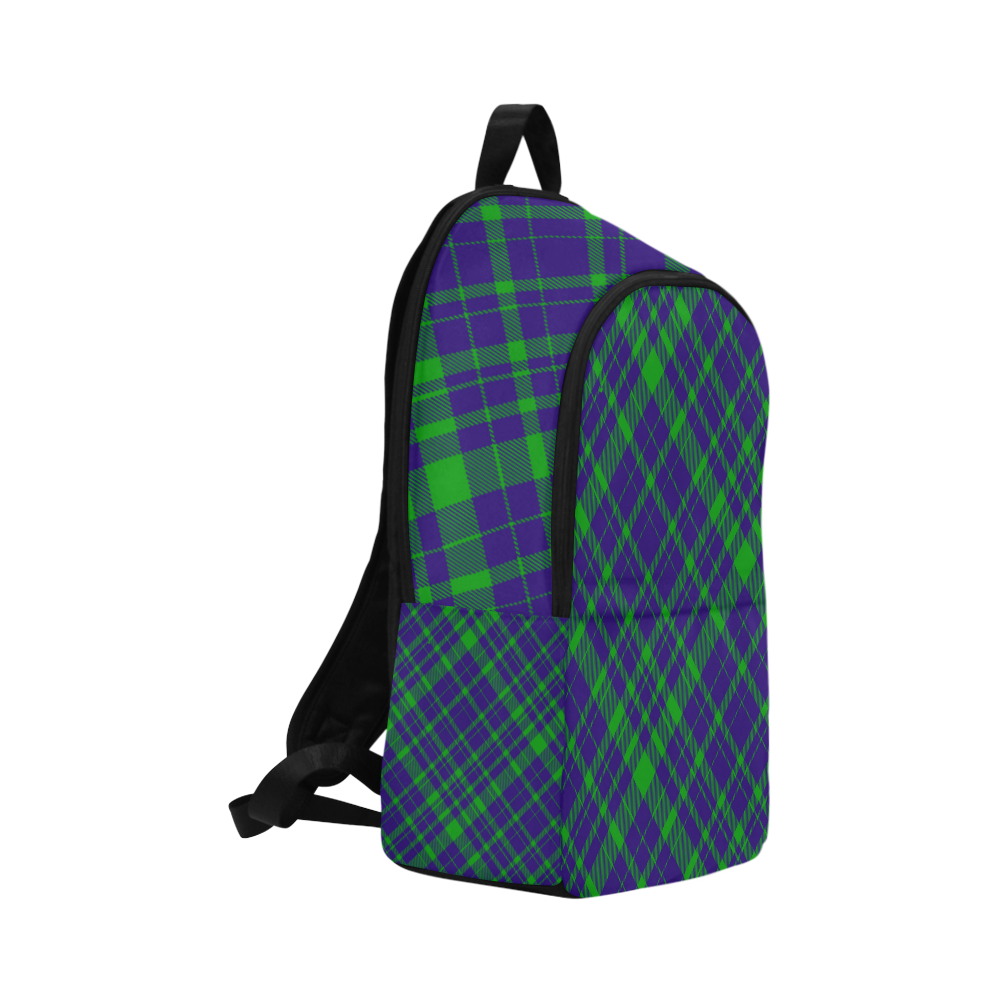 Diagonal Green & Purple Plaid Hipster Style Fabric Backpack for Adult (Model 1659)