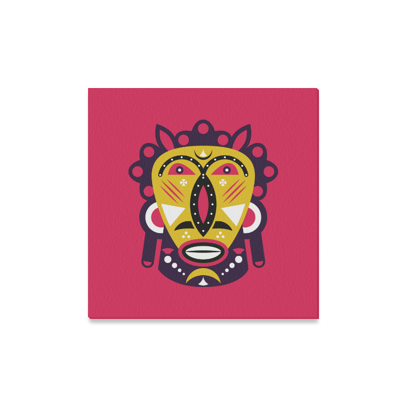 Kuba Face Mask Pink Canvas Print 16"x16"
