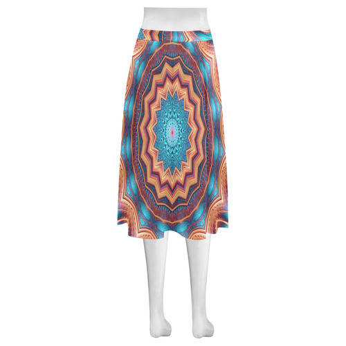 Blue Feather Mandala Mnemosyne Women's Crepe Skirt (Model D16)