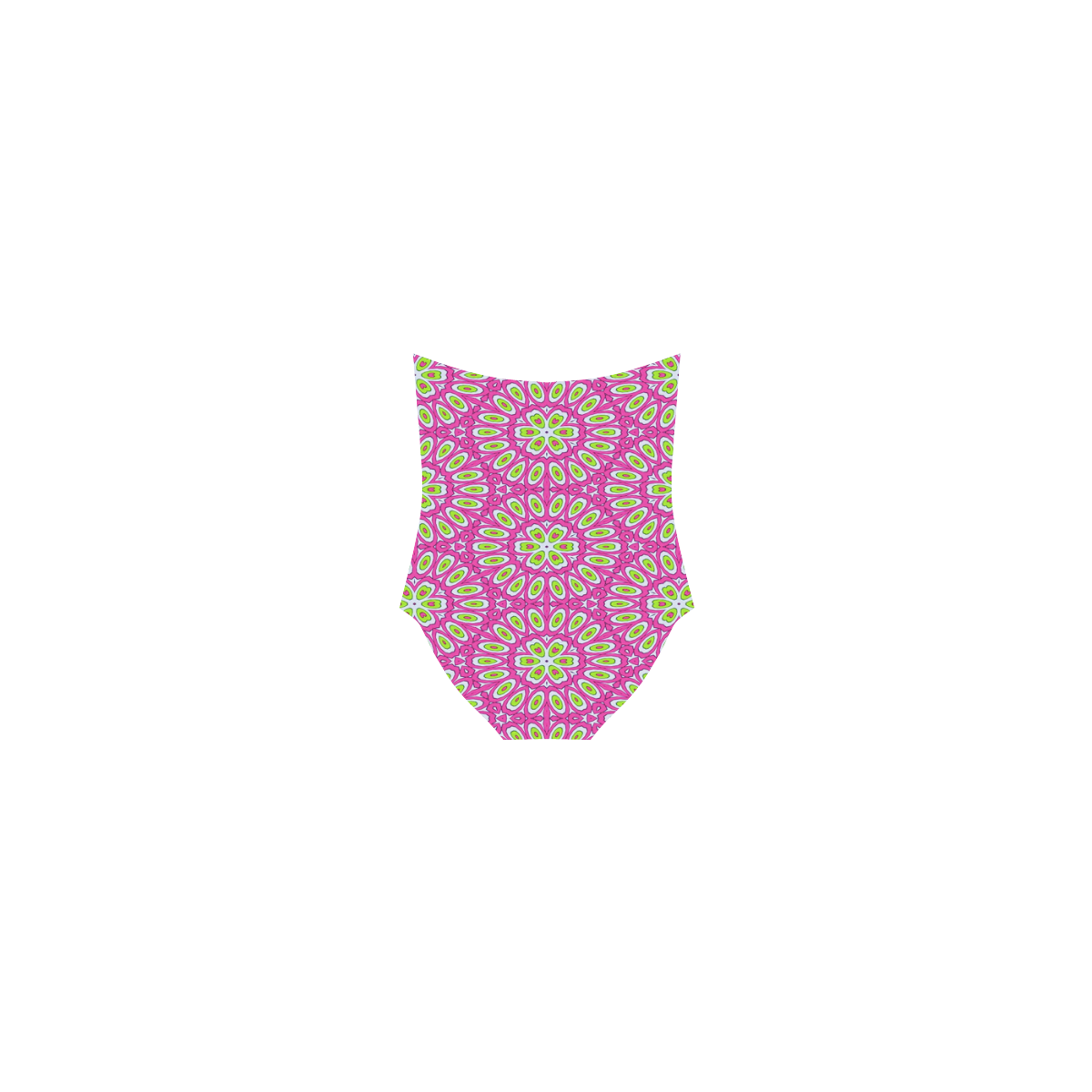 Hot Pink, Lime Green and White Pop Art Strap Swimsuit ( Model S05)