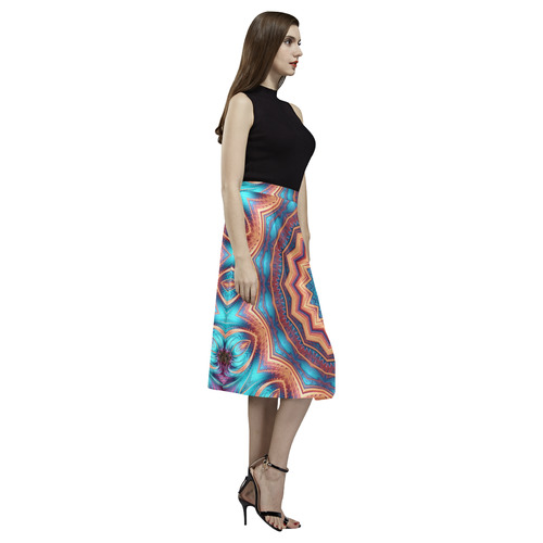 Blue Feather Mandala Aoede Crepe Skirt (Model D16)