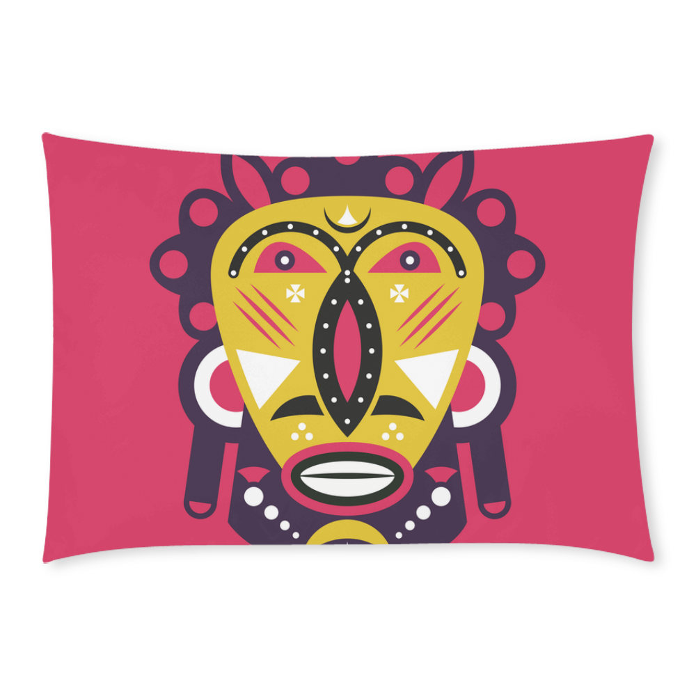 Kuba Face Mask Pink Custom Rectangle Pillow Case 20x30 (One Side)