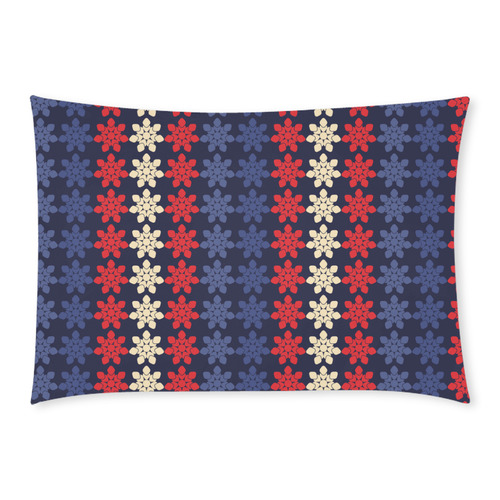 Blue With Red Floral Geometric Tile Custom Rectangle Pillow Case 20x30 (One Side)
