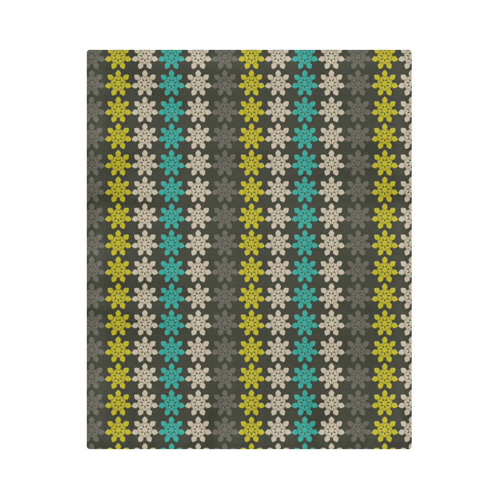 Floral Geometric Tile Duvet Cover 86"x70" ( All-over-print)
