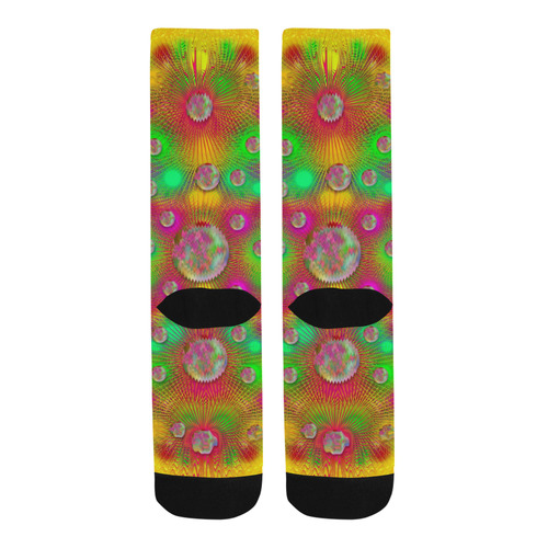 Summer Love in peace  colors and flowers pop art Trouser Socks