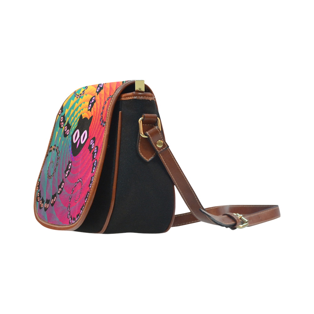 Rainbow Spiral Cats Saddle Bag/Small (Model 1649)(Flap Customization)