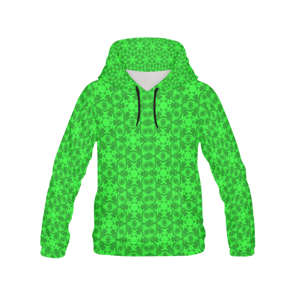 Greenery Kaleidoscope All Over Print Hoodie for Women (USA Size) (Model H13)
