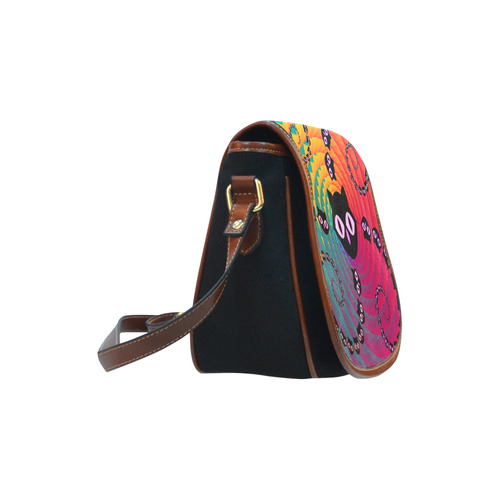 Rainbow Spiral Cats Saddle Bag/Small (Model 1649)(Flap Customization)