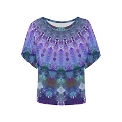 Gathering Purple Women's Batwing-Sleeved Blouse T shirt main image 1