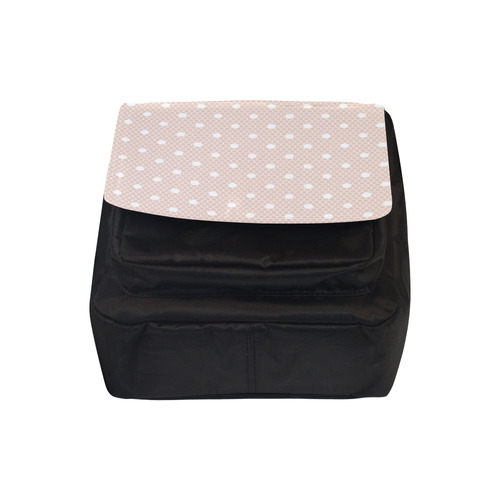 White Pink Polka Dots, Lace Pattern Crossbody Nylon Bags (Model 1633)