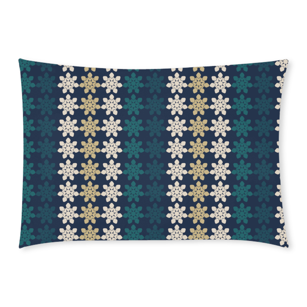 Dark Blue Floral Geometric Tile Custom Rectangle Pillow Case 20x30 (One Side)