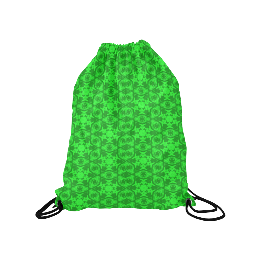 Greenery Kaleidoscope Medium Drawstring Bag Model 1604 (Twin Sides) 13.8"(W) * 18.1"(H)