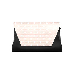 White Pink Polka Dots, Lace Pattern Clutch Bag (Model 1630)